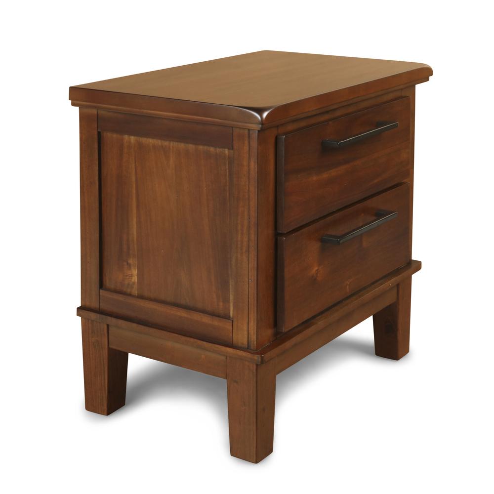 Furniture Cagney Solid Wood 2-Drawer Nightstand in Chestnut Brown. Picture 2