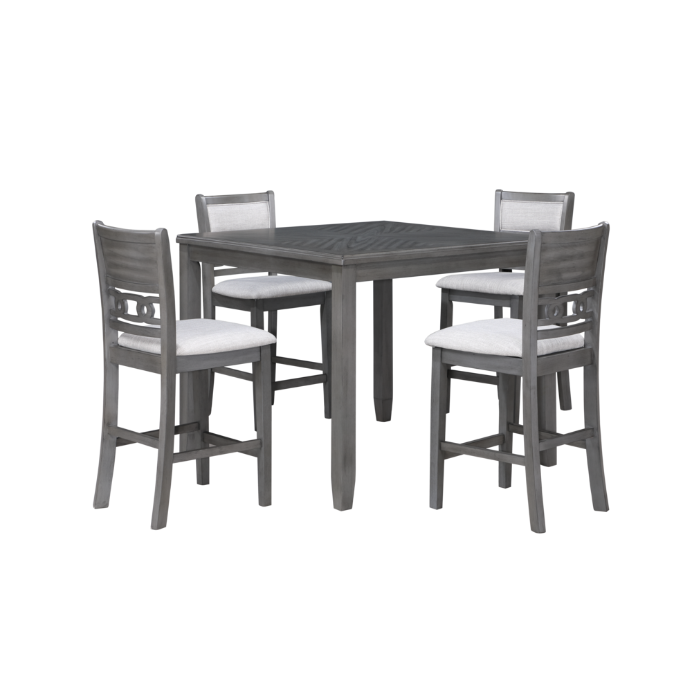 Furniture Gia 5-Piece Transitional Wood Counter Set in Gray. Picture 5
