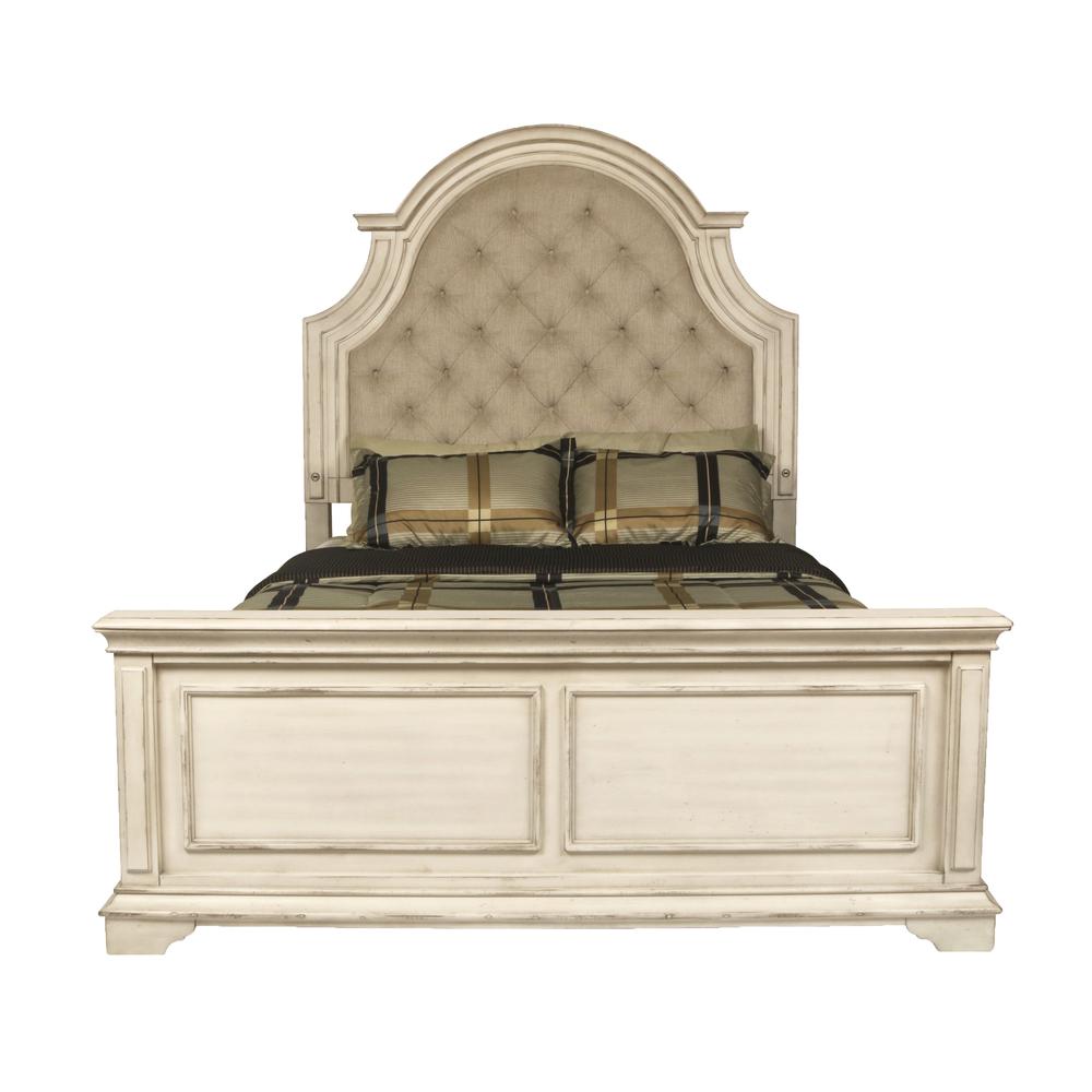 Furniture Anastasia Traditional Wood Queen Bed in Ant White. Picture 2