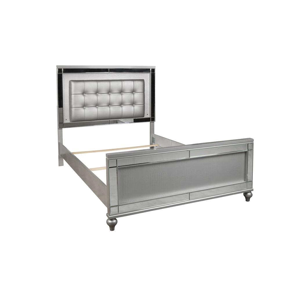 Furniture Contemporary Solid Wood 6/0 Wk Bed in Silver. Picture 2
