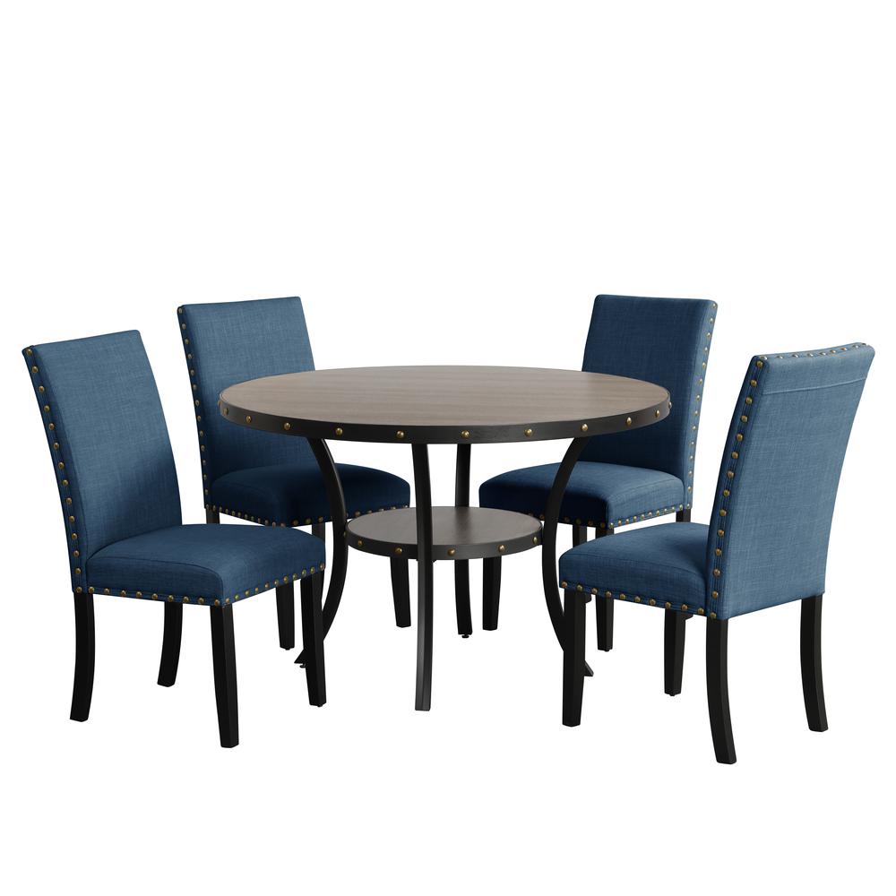 Furniture Crispin 48" Round Melamine Wood Dining Table in Gray. Picture 4