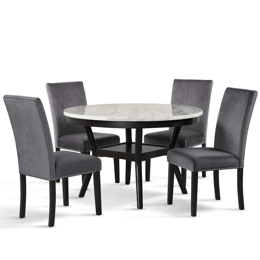 Furniture Celeste Faux Marble & Wood Dining Table in Espresso. Picture 4