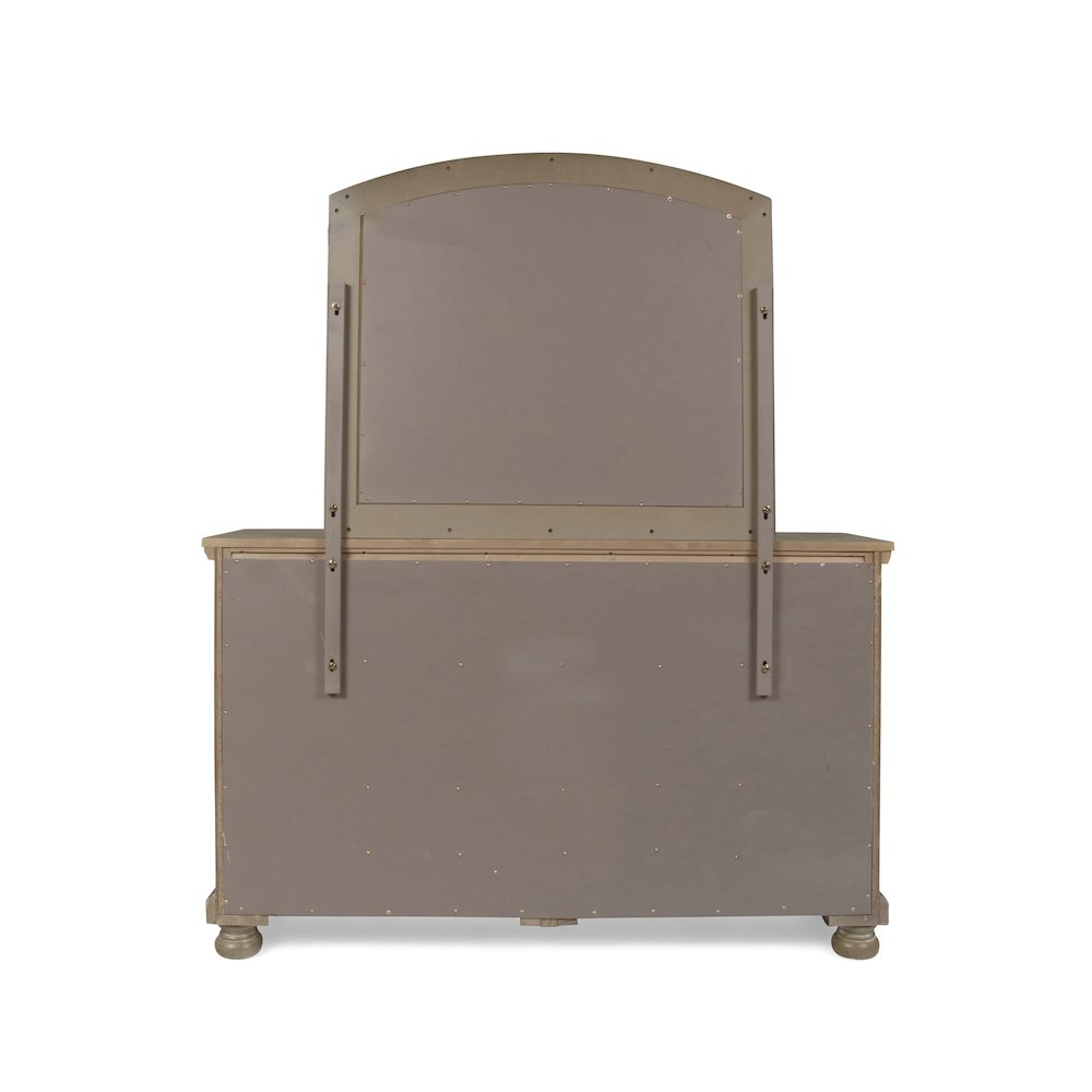 Allegra Wood 7-Drawer Dresser with Mirror, Pewter. Picture 7