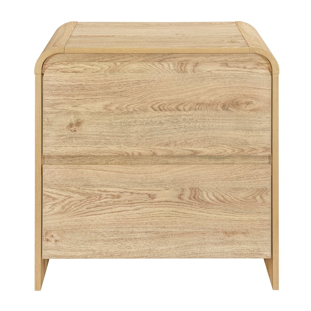 Mara Wood 2-Drawer End Table in Natural/Beige. Picture 2