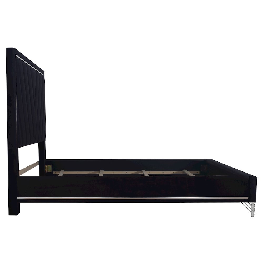 Ava Wood/Polyester Queen Panel Bed in Ebony Black. Picture 5