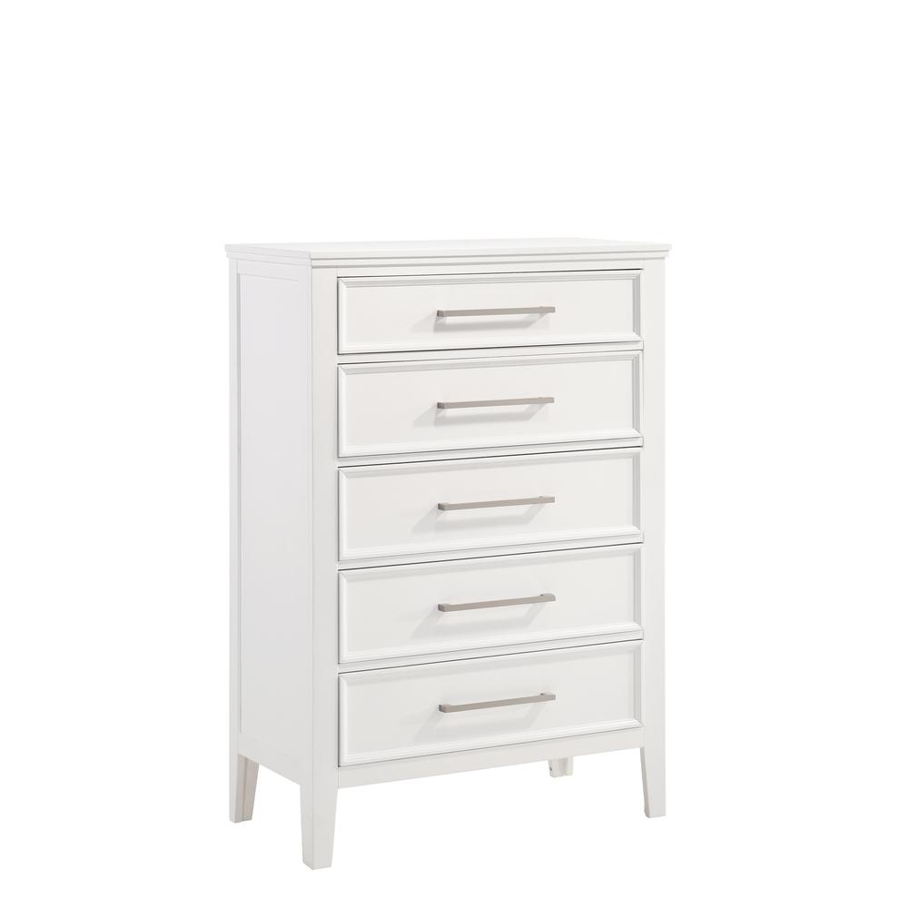 Andover 4-Piece King Wood Bedroom Set with Chest in White. Picture 5