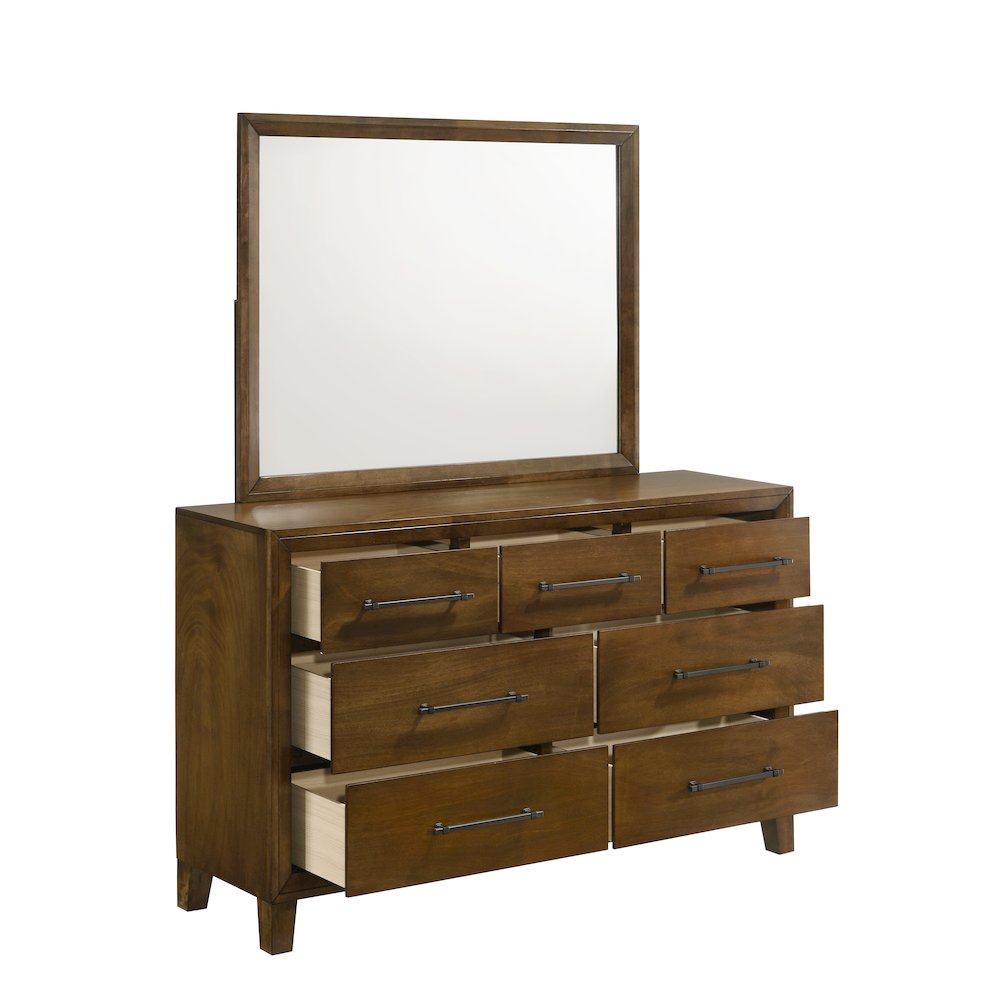 Ballard 2-Piece Wood Dresser Mirror Set in Walnut Brown. Picture 3