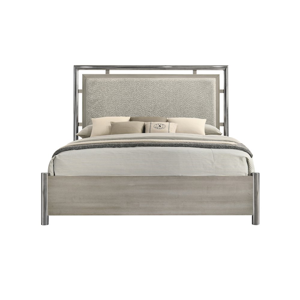 New Classic Furniture Lennox 4Pc Wood Queen Bedroom Set w Nightstand in Gray. Picture 4