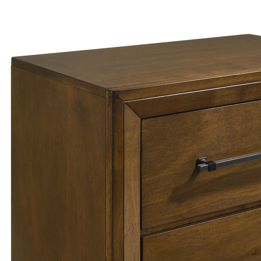 Ballard Wood 2-Drawer Nightstand in Walnut Brown. Picture 6