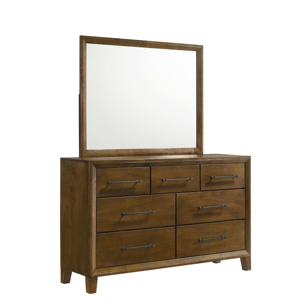 Ballard 2-Piece Wood Dresser Mirror Set in Walnut Brown. Picture 1