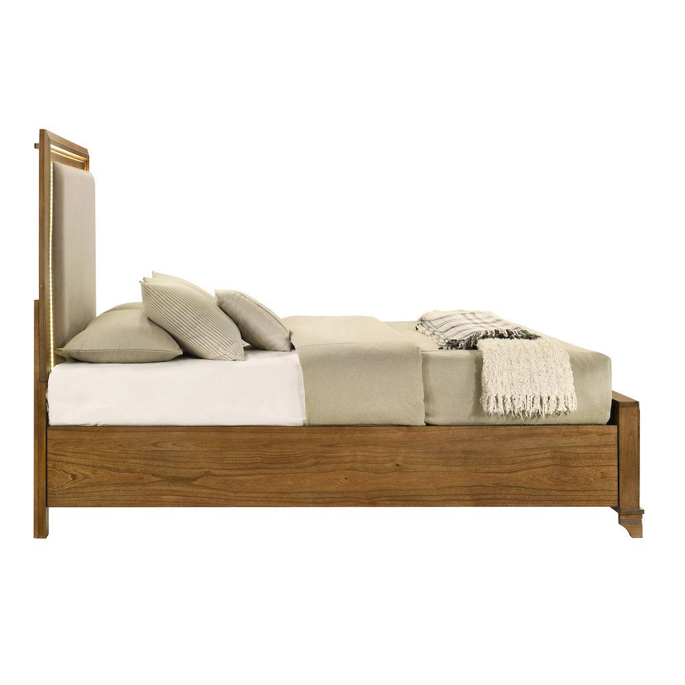 Talcott 4Pc Wood Queen Bedroom Set, Nightstand in Honey/Brown. Picture 8