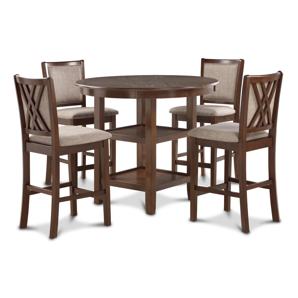 Amy 5-Piece Wood Round Counter Set with 4 Chairs in Cherry. Picture 10