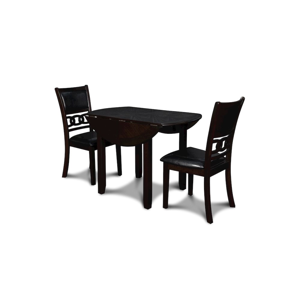 Gia 3-Piece 42" Wood Drop Leaf Dining Set, Ebony. Picture 1