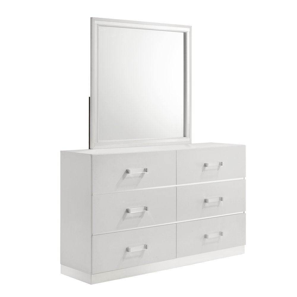 Europa 7-Piece Wood Queen Bedroom Set (B/Dr/Mr/2Ns with Panels), White. Picture 5