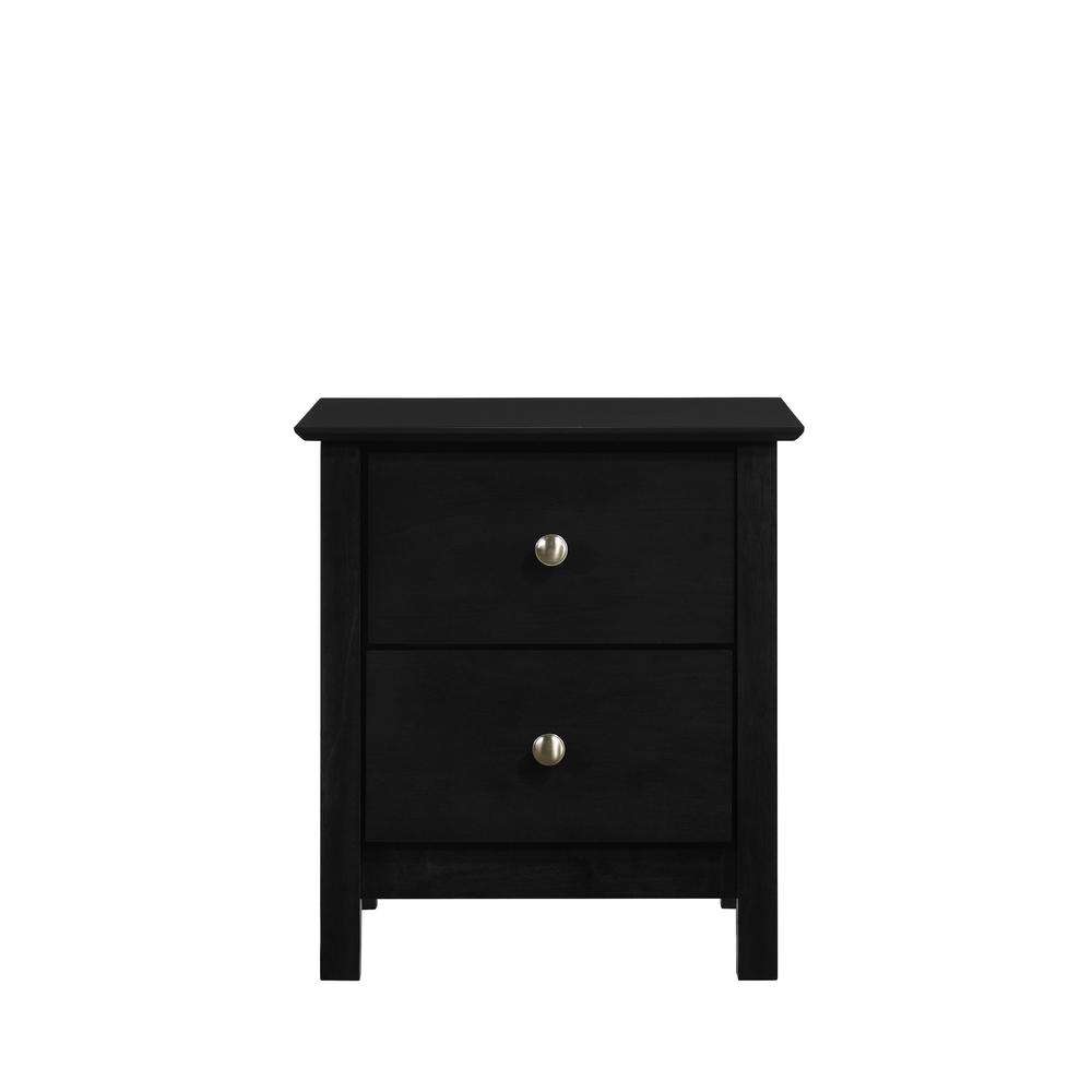 Zodiac 2 Drawer Nightstand-Black. Picture 2