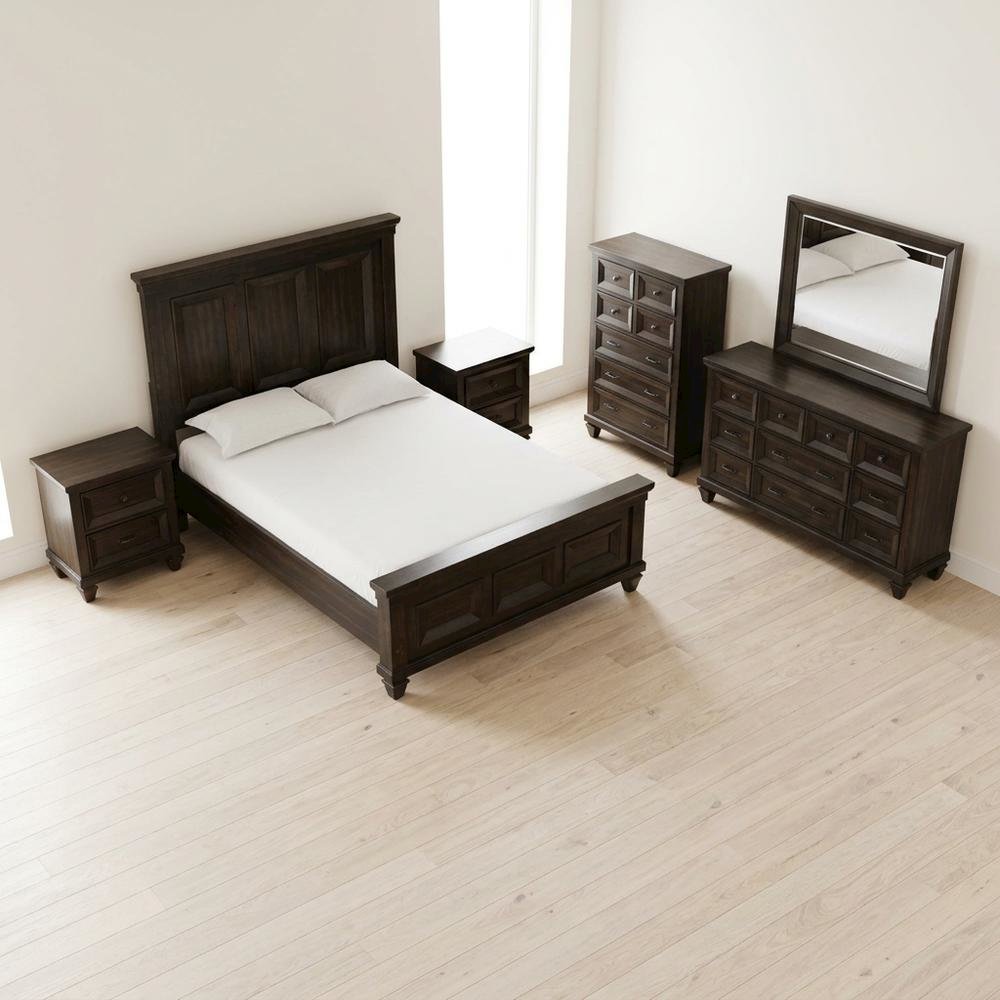 Wood Queen Bedroom Furniture Set with Dresser, Mirror, Chest, Nightstands. Picture 2