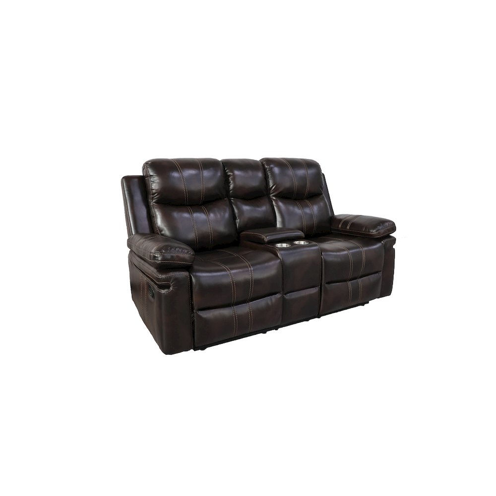 Kellen 3-Piece Faux Leather Power Living Room Set, Brown. Picture 5
