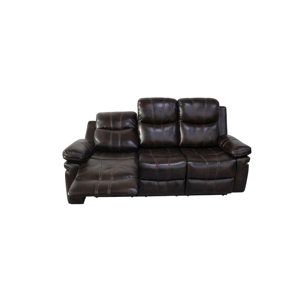 Kellen 3-Piece Faux Leather Power Living Room Set, Brown. Picture 3