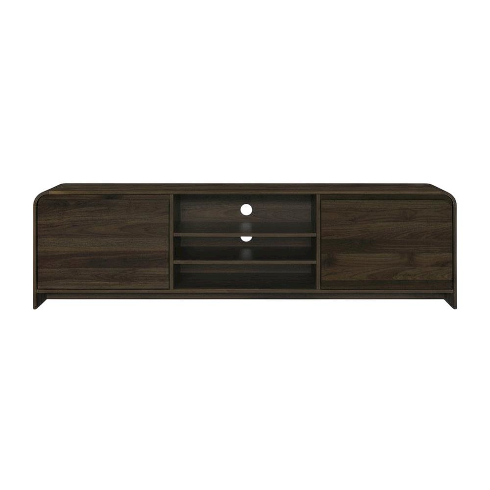 Walnut Wood TV Stand with Solid Rubberwood and Veneers for Indoor Living. Picture 4