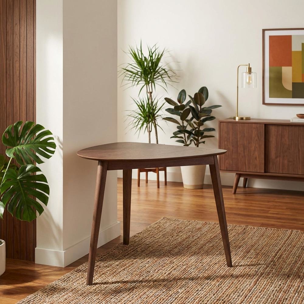 Solid Wood Corner Dining Table – Small Mid Century Modern Table in Walnut. Picture 2