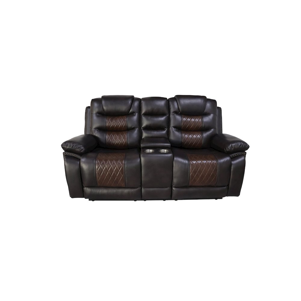 Nikko 3-Piece Faux Leather Manual Living Room Set, Brown. Picture 5