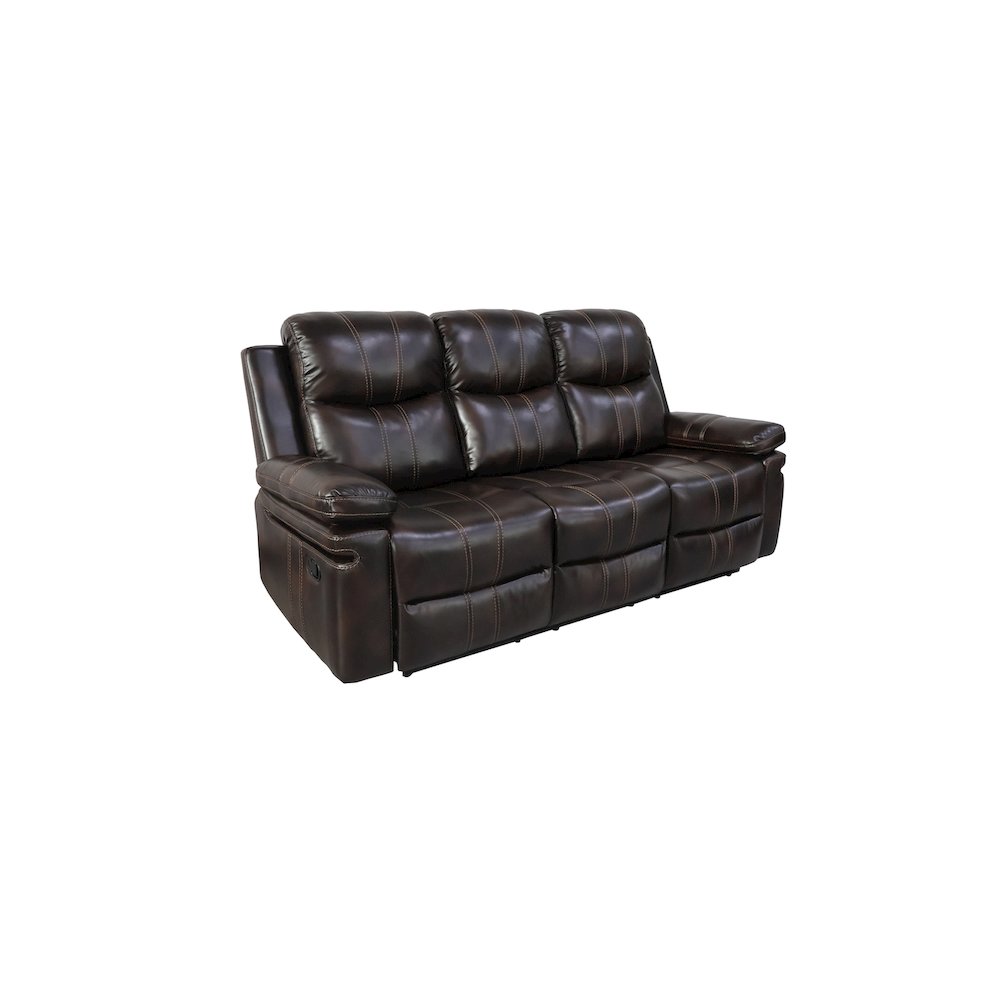 Kellen 3-Piece Faux Leather Manual Living Room Set, Brown. Picture 6