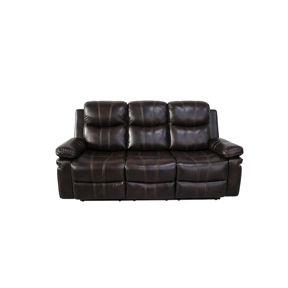 Kellen 3-Piece Faux Leather Power Living Room Set, Brown. Picture 2