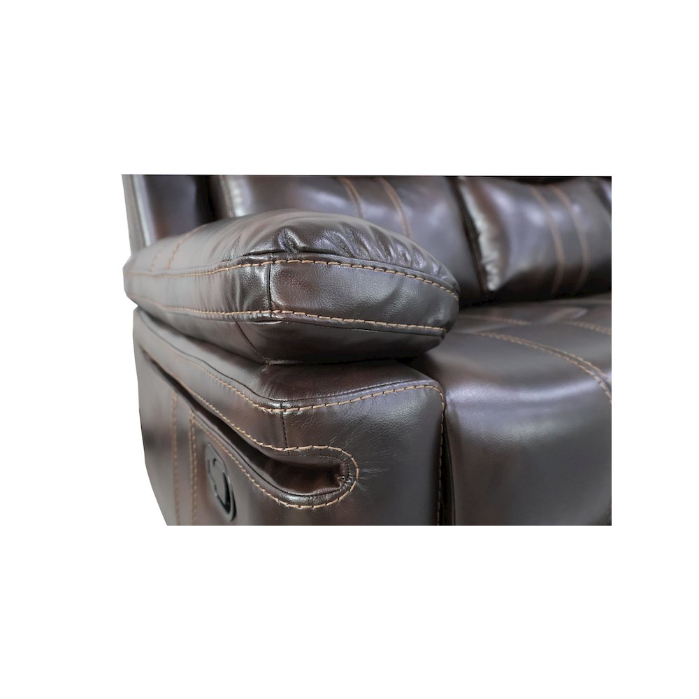 Kellen 3-Piece Faux Leather Power Living Room Set, Brown. Picture 14