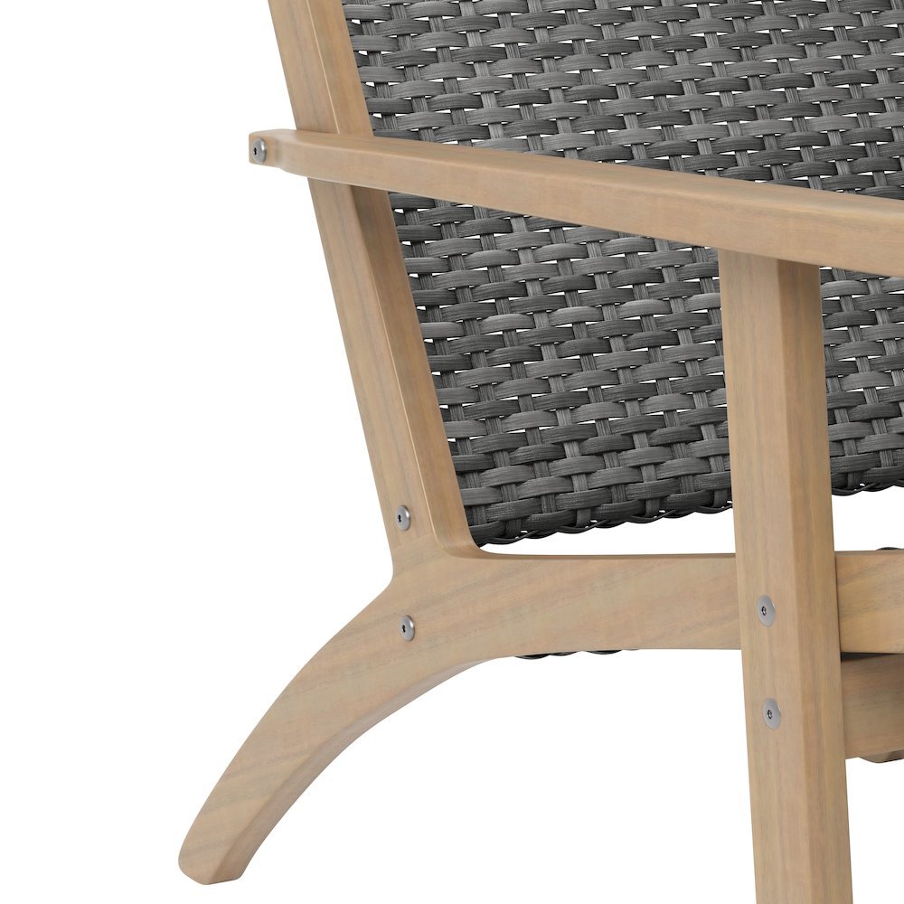 Gray Patio Table and Chairs Set of 3-Pieces, Wooden Outdoor Furniture Set. Picture 10