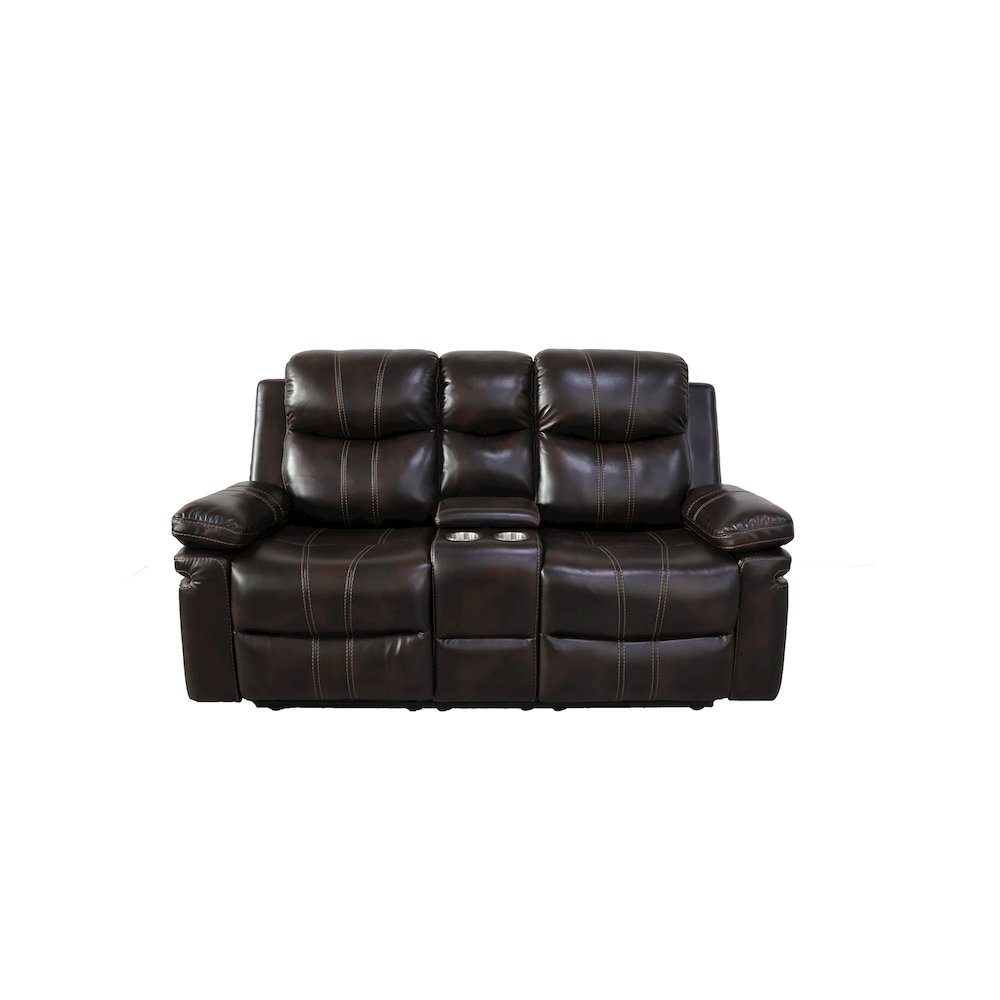 Kellen 3-Piece Faux Leather Power Living Room Set, Brown. Picture 6