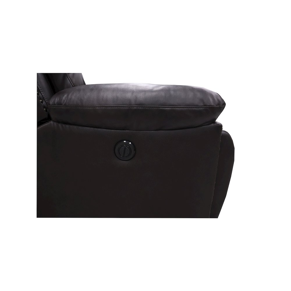 Nikko 3-Piece Faux Leather Power Living Room Set, Brown. Picture 12