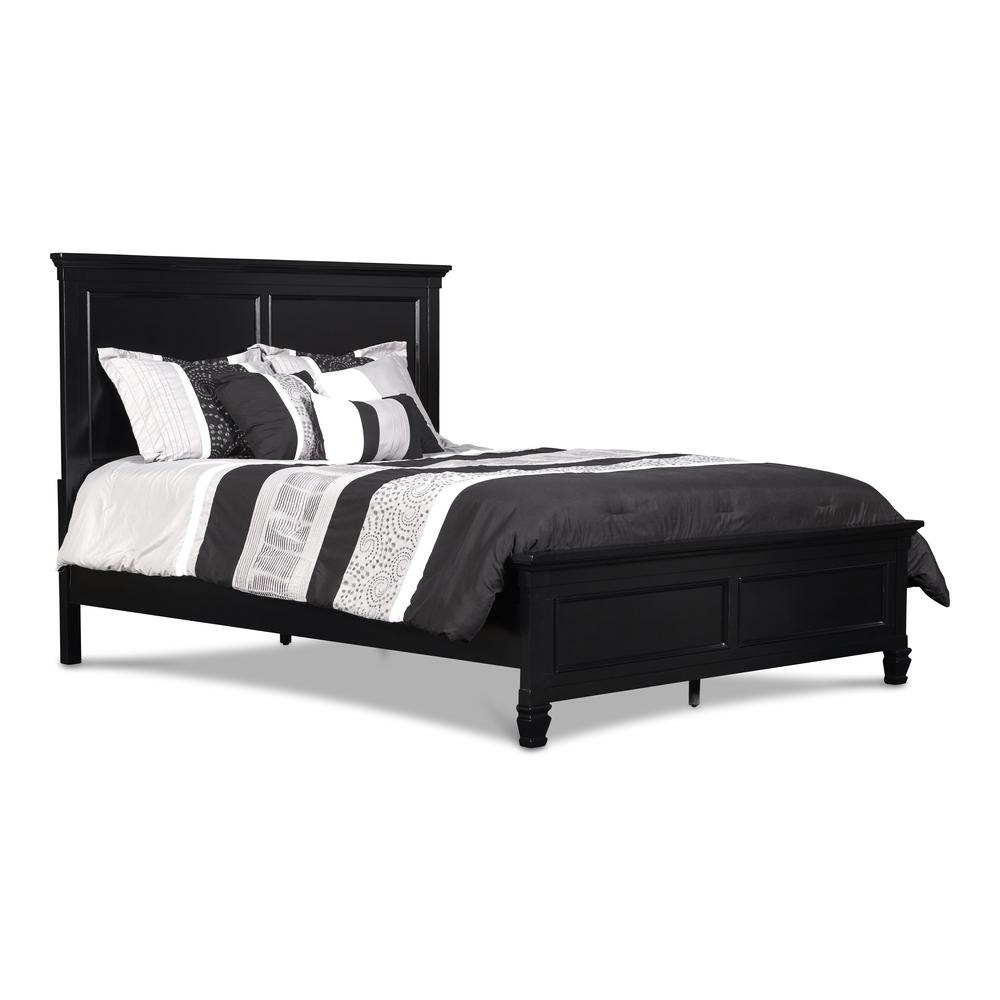 Tamarack 4-Piece Wood King Bedroom Set with Nightstand in Black. Picture 1