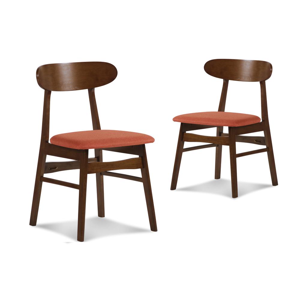 Furniture Morocco 7-Piece Mid-Century Wood Dining Set in Orange. Picture 6