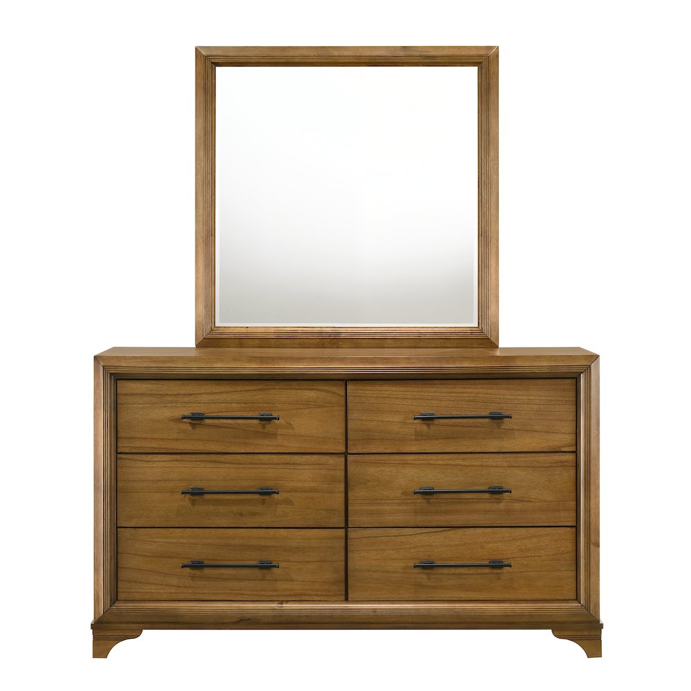 Talcott 2-Piece Wood Dresser and Mirror Set in Honey/Brown. Picture 4