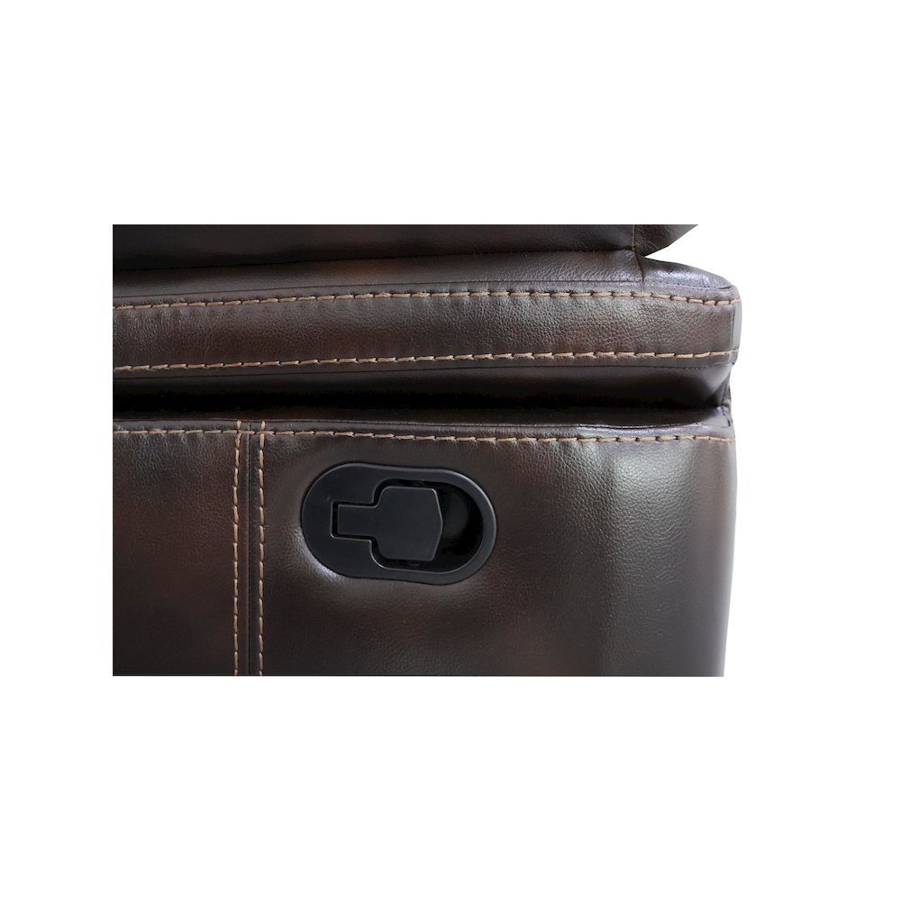 Kellen 3-Piece Faux Leather Manual Living Room Set, Brown. Picture 15