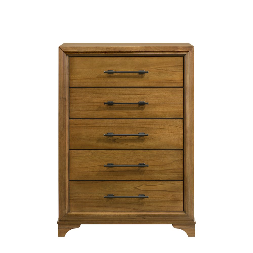 Talcott Wood 5-Drawer Chest in Honey/Brown. Picture 3