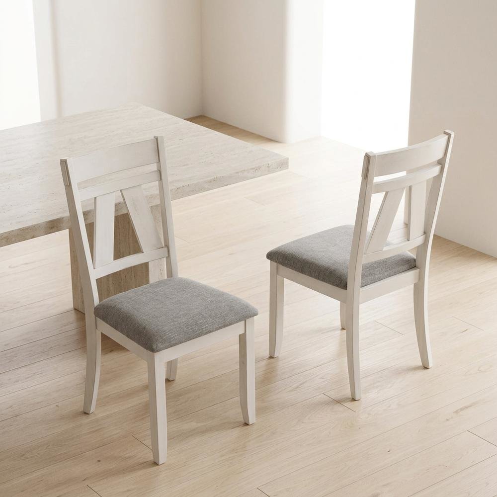 Solid Rubberwood Traditional Dining Chairs for Kitchen, Brown, Set of 2. Picture 4
