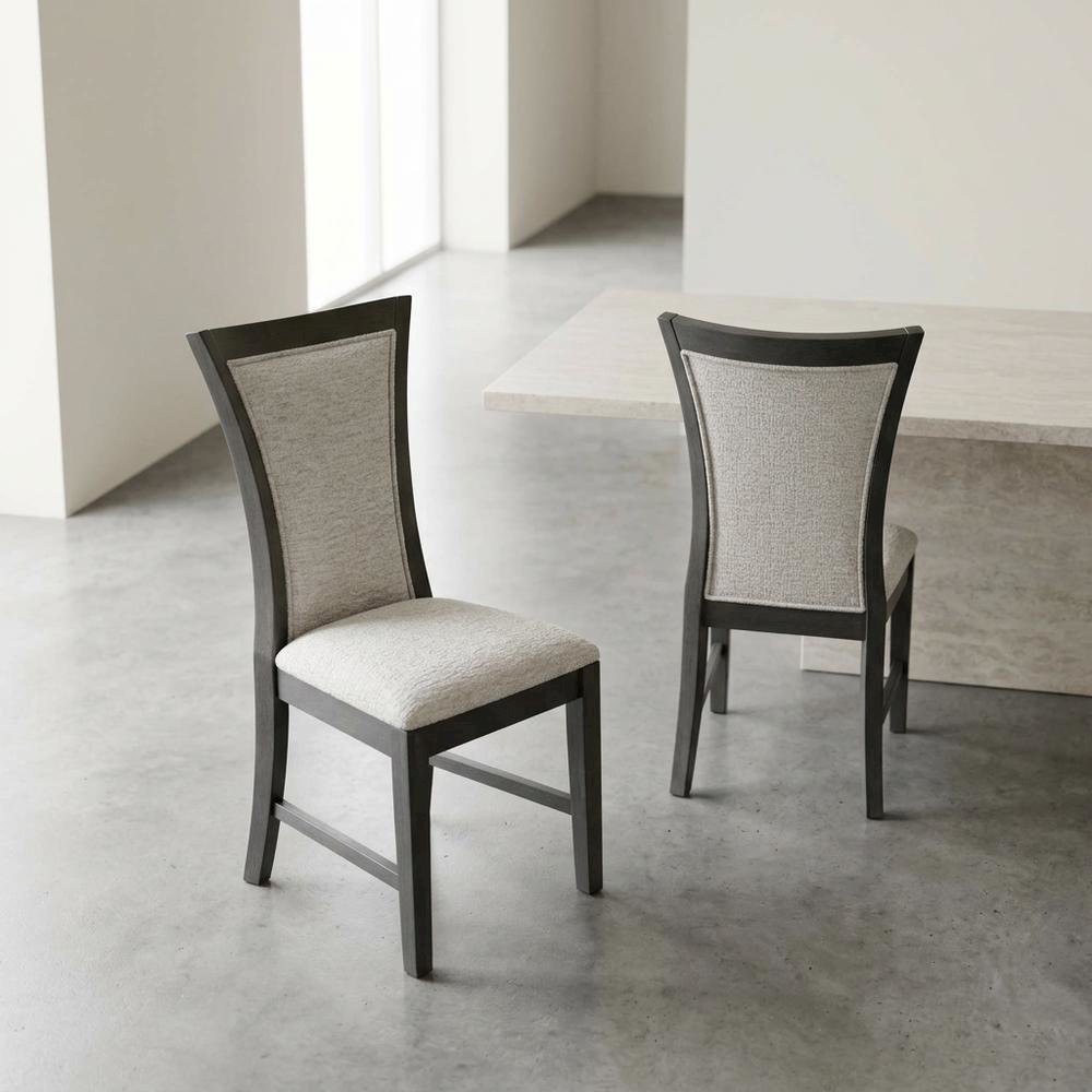 Rubberwood Upholstered Dining Chair with Solid Wood Legs, Transitional. Picture 2