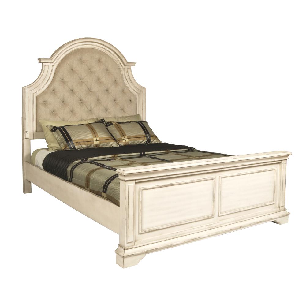 Anastasia 4-PC Queen Wood Bedroom Set with Nightstand in Ant White. Picture 2