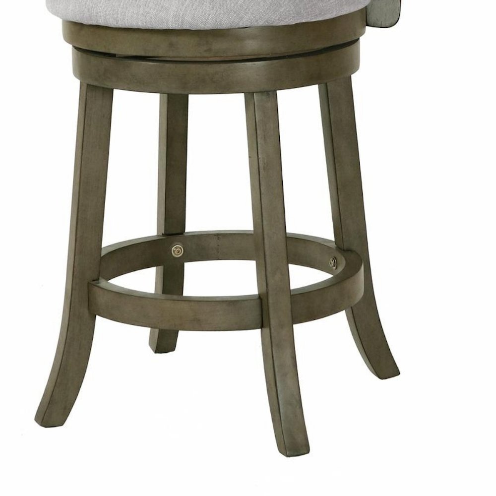 Gray Wood Swivel Counter Stool Set of 2, Fabric Seat, Reinforced Footrest. Picture 2