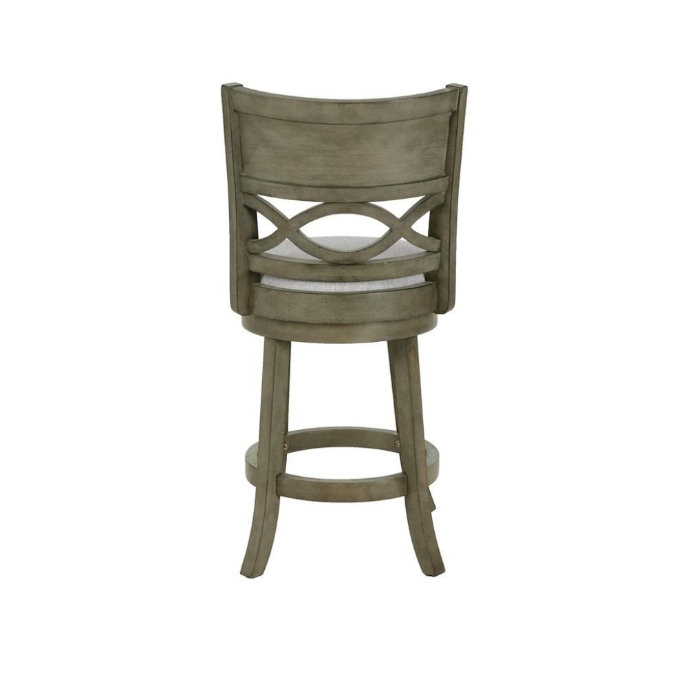 Gray Wood Swivel Counter Stool Set of 2, Fabric Seat, Reinforced Footrest. Picture 5