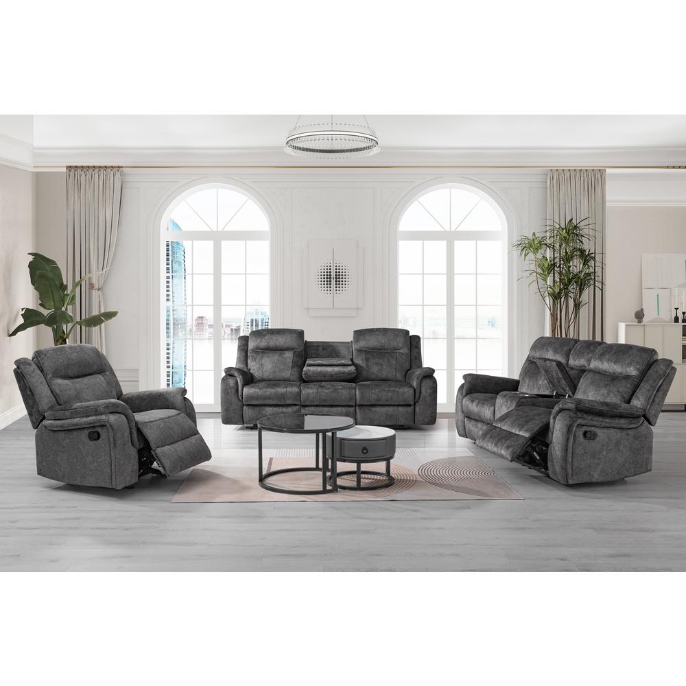 Park City Console Loveseat W/ Dual Recliners-Slate. Picture 9