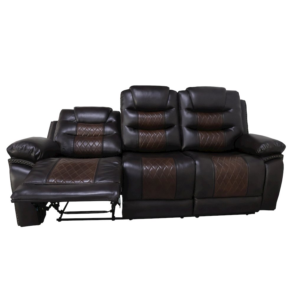 Nikko 3-Piece Faux Leather Power Living Room Set, Brown. Picture 10