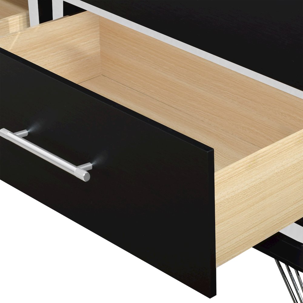 Ava 2-Piece Wood Dresser and Mirror Set in Ebony Black. Picture 6