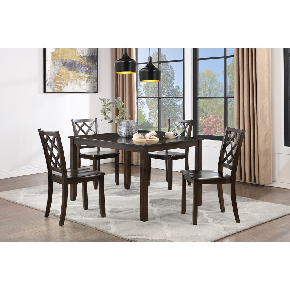Trellis 5 Pc Dining Set, Table & 4 Chairs -  Brown. Picture 8