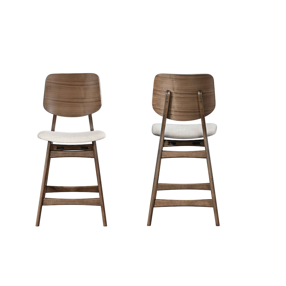 Oscar Wood Counter Chair - Walnut/Natural Beige (Set of 6). Picture 3