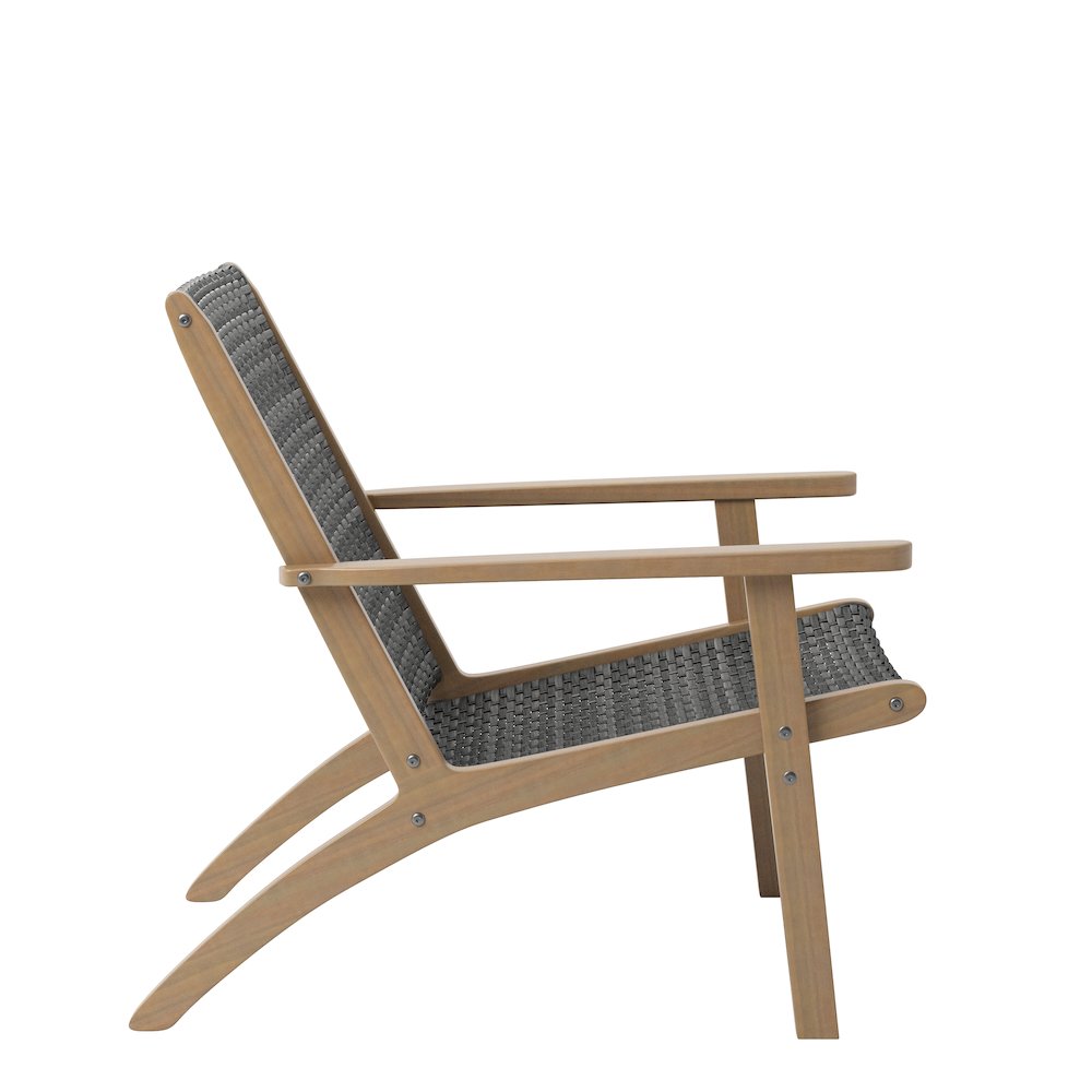 Radius 3-Piece Wood and Wicker Patio Set in Gray. Picture 7