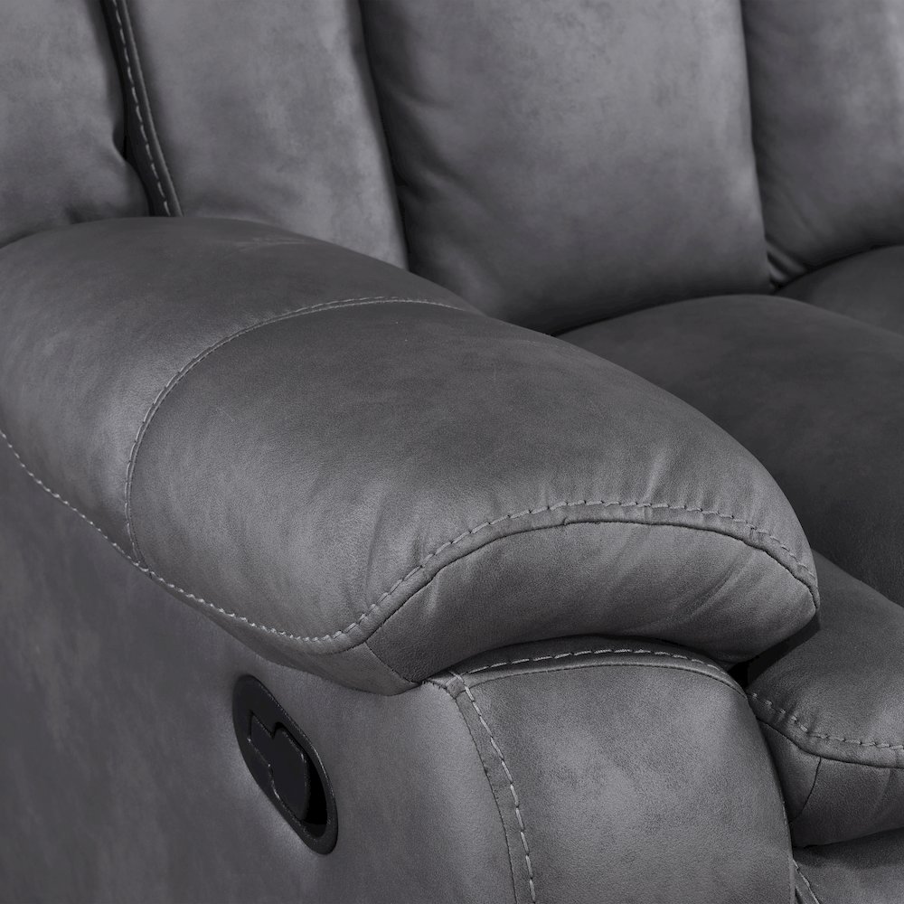 Morello Fabric Sofa with Dual Recliners, Gray. Picture 6