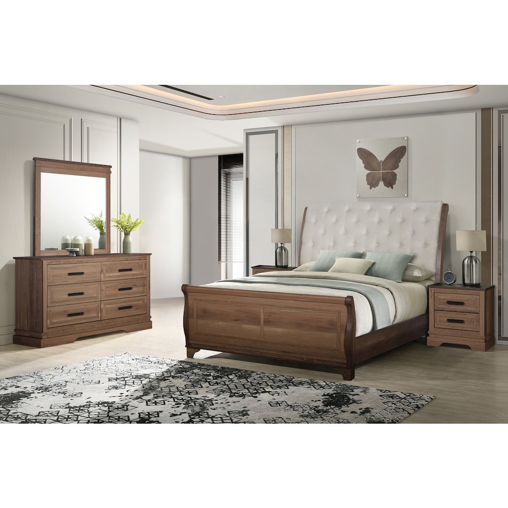 Coventry Hall 5Pc Wood C King Bedroom Set, 2 Nightstands in Pecan. Picture 15