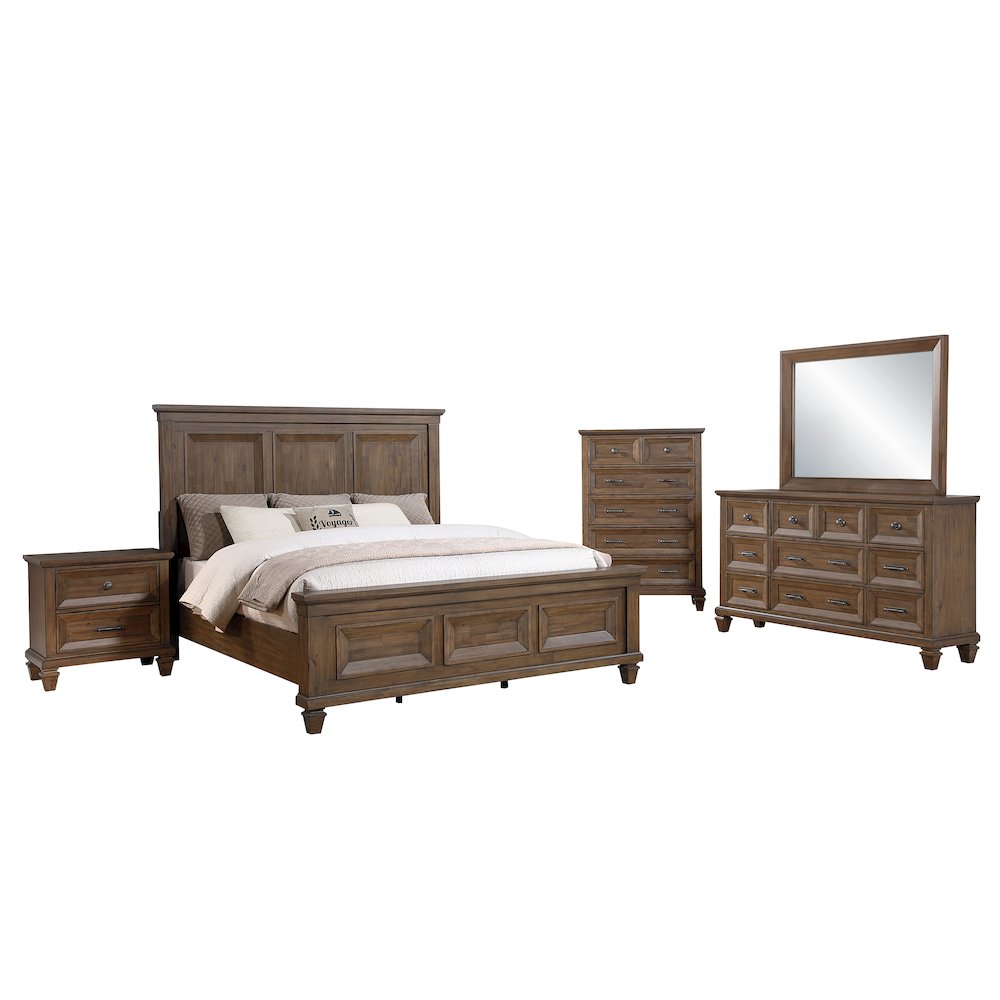 Mariana 5-Piece Wood Queen Bedroom Set, Chest, Mocha. Picture 1